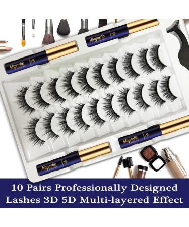 SevenCrown Magnetic Eyelashes with Eyeliner Kit - 3D Cat-Eye Lashes - Waterproof & Long Lasting - 10 Pairs Reusable Magnet False Eyelashes - Cruelty Free & Easy to Apply - Buy Online on GoSupps.com