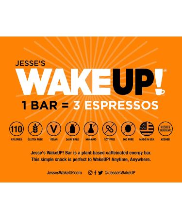 WAKE UP! Vegan Gluten-Free Energy Bar | 250mg Caffeine | Dark Chocolate Flavor | Kosher & Non-GMO | Low Sugar | Dairy, Egg, & Soy Free - Buy Online on GoSupps.com