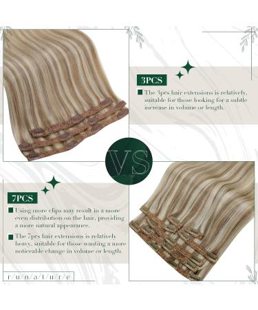 Runature Clip In Extensions - Real Hair Brown & Blonde Seamless 30cm 120g - Remy Hair 3pcs #8P60 - Buy Online on GoSupps.com
