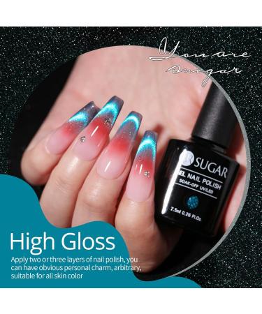 UR SUGAR Reflective Glitter Cat Magnetic Eye Gel Nail Polish Set - Blue Sparkling Shimmery Diamond UV Gel Varnish for Women - Buy Online on GoSupps.com
