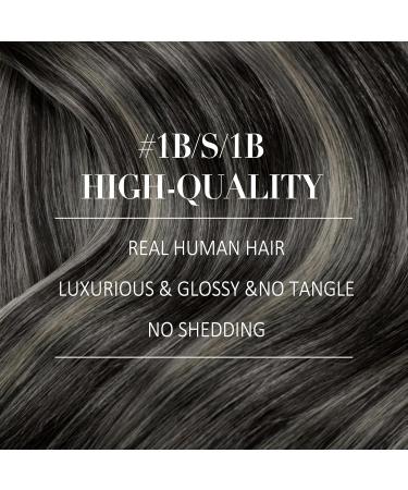 Youngsee Clip-in Extensions | Real Hair Ombre Black Silver 35cm | Balayage 120g | 7PCs | International Shipping - Buy Online on GoSupps.com