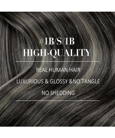 Yongsee Real Hair Clip-In Ombre Extensions 45cm - Black Silver Balayage Remy Hair 120g 7PCs - Buy Online on GoSupps.com