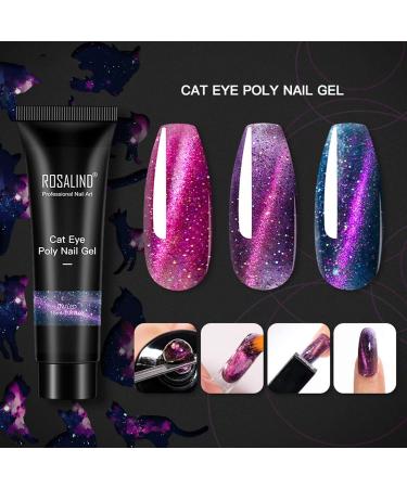 Poly Nail Gel Set - 3 Colors 15ml | Glitter & Cat Eye Nail Extension Gel for French Art Design | DIY Beginner Kit - Buy Online on GoSupps.com
