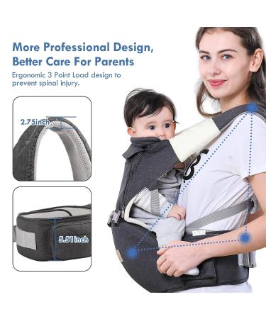 Lehoo Castle 6-in-1 Baby Carrier with Hip Seat - Newborn to Toddler, All Seasons, Grey - Buy Online on GoSupps.com