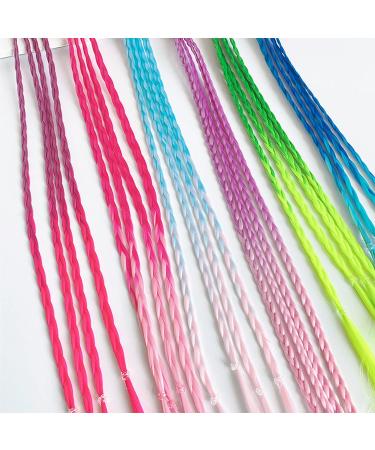 Neon Braided Hair Strands for Kids - Colorful Synthetic Hair Jewelry with Elastic Strap | Perfect for Parties - Buy Online on GoSupps.com