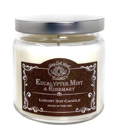 Aromatherapy Candles for Home Large Jar 18 oz - 65+ Hours Long Lasting and Fragrant Eucalyptus Mint Essential Oils Scented Soy Candle - All Natural - Handmade in The USA Large Eucalyptus Mint