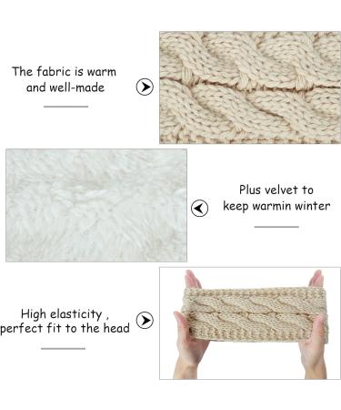 Winter Knitted Headband - Beige Braided Ear Warmer for Women | Fleece Lined Sports Yoga Hairband | Elastic Wide Headbands UK - Buy Online on GoSupps.com