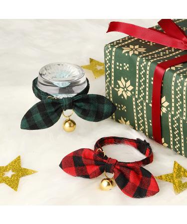 Christmas Cat Collar 2 Pack - Cute Plaid Patterns with Bell and Bow Tie | Adjustable Safety Kitten Collar 8'' to 12 - Buy Online on GoSupps.com