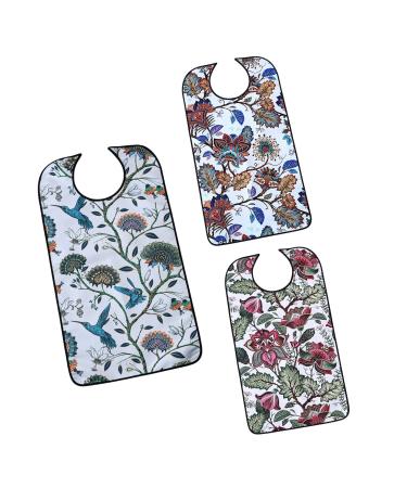 HACLEN 3 Pieces Adult Bibs for Elderly Women Womens Bibs for Eating Washable Waterproof Mealtime Clothing Protectors 1