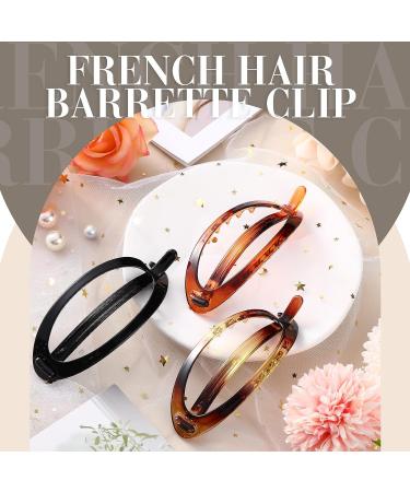 3-Piece Oval French Hair Barrette Clip Set | Flexible Ponytail Holder | Strong Grip Closure | No Metal Hair Accessories for Women Girls - Buy Online on GoSupps.com