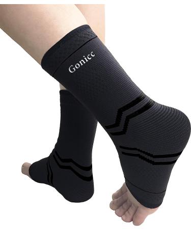 Gonicc Professional Foot Sleeve Pair (2 Pcs) - Compression Wrap Support for Stability, Ligament Protection, and Improved Circulation - Ankle Brace for Volleyball and Sports - Black, Medium - Buy Online on GoSupps.com