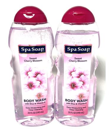 Spasoap Body Wash With Soft Refreshing Scent Extra Moisturizing and Deep Cleansing with shea & Vitamin E (2 count) 20FL oz each Body soap smooth feeling (Cherry Blossom)