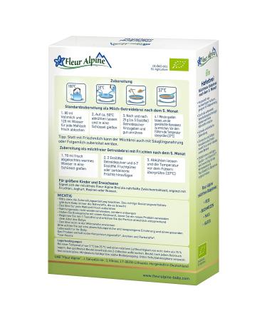Fleur Alpine Bio Baby Porridge - Organic Oatmeal 2 Pack | Nutritious Evening Cereal for 5+ Months | Easy Preparation | Sugar-Free | 14 Portions - Buy Online on GoSupps.com