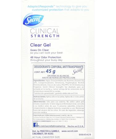 Secret Clinical Strength Clear Gel Women's Antiperspirant & Deodorant - Completely Clean Scent - 1.6 oz - Buy Online on GoSupps.com