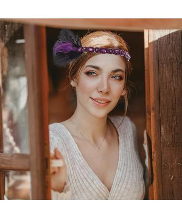 Fascinator Hair Band Flapper Headpiece Flapper Accessories Bridal Headband Head Band 1920s Headpiece for Women Headdress Pearl Hair Accessories Purple Appendix Miss Clothing - Buy Online on GoSupps.com