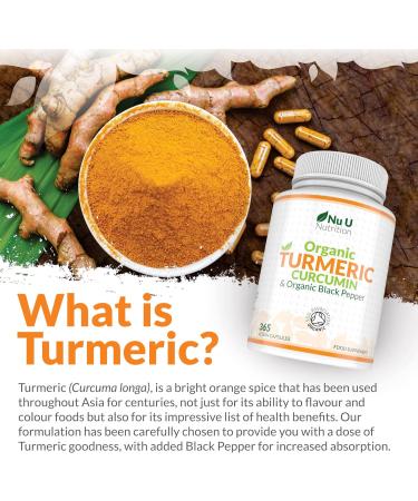 Organic Turmeric & Black Pepper Capsules 600mg - 365 Vegan Capsules - High Strength Tumeric Curcumin Supplement - Soil Association Certified - Made in UK - Buy Online on GoSupps.com