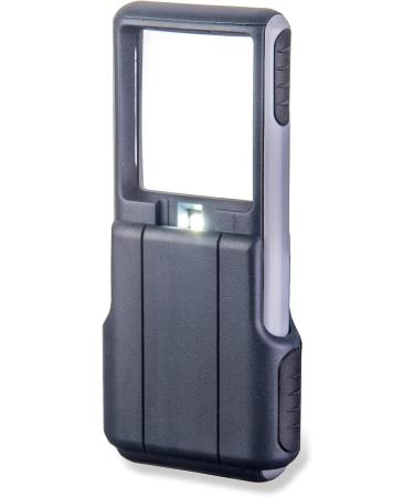 Carson PO-25 MiniBrite LED Lighted Pocket 3x Magnifier | Grey | Built-in Sliding Lens Cover | 2.0 x 0.6 x 4.5 inches - Buy Online on GoSupps.com