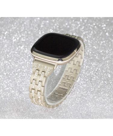 Mtozon Bling Metal Band for Fitbit Versa 3/Sense - Women's Dressy Slim Bracelet in Champagne Gold - Buy Online on GoSupps.com