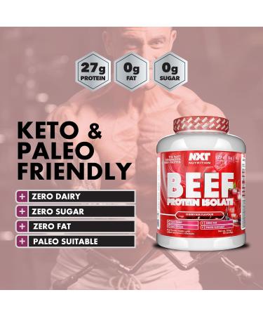 NXT Nutrition Beef Protein Isolate Powder - High Natural Amino Acids - 1.8kg Cherryade - Paleo Keto Friendly - Dairy & Gluten Free - Buy Online on GoSupps.com