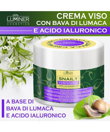 LUMINER 150ml Anti-Wrinkle Face Cream With 70% Snail Slime and 100% Pure Hyaluronic Acid Made In Italy Natural Formula with Anti-stain and Anti-Aging Action with Vitamin C - Buy Online on GoSupps.com