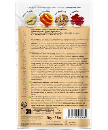 Davis Finest Licorice Root Powder - Natural Skin Lightening & Face Whitening Mask 100g (Pack of 1) - Ship Worldwide - Buy Online on GoSupps.com