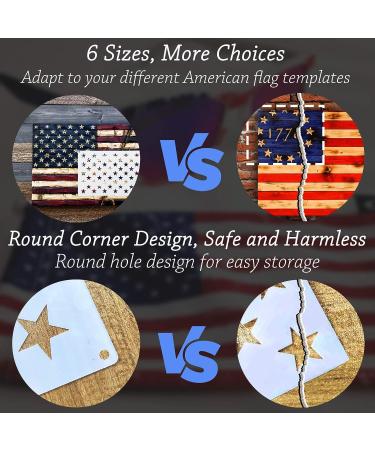 WISYOK American Flag Stencils - Ideal for Painting on Wood, Fabric, Walls - 6 Sizes, 2 Styles - Buy Online on GoSupps.com