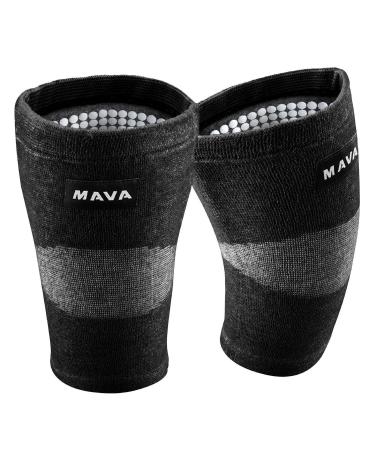 Mava Sports Reflexology Knee Support Sleeves (Pair) for Joint Pain and Arthritis Relief  Improved Circulation Compression   Effective Support for Running  Jogging  Workout  Walking and Recovery Black Large