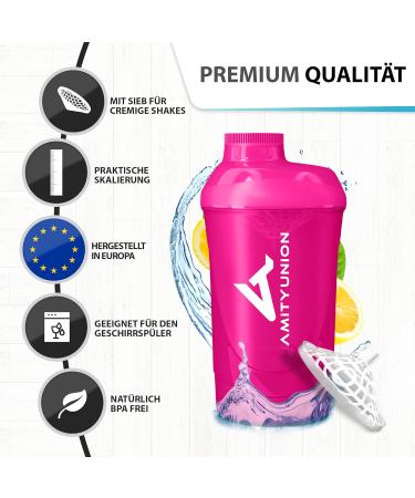 Buy Pink Deluxe 800ml Women Protein Shaker - Leak-Proof BPA-Free Sieve & Scale - Perfect for Gym & Fitness | Amity Union - Buy Online on GoSupps.com