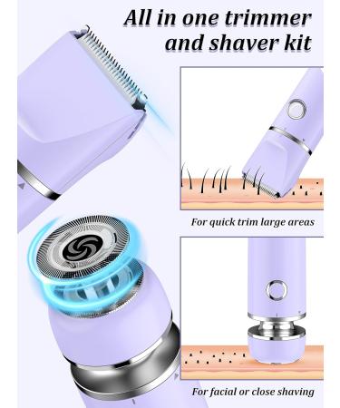 Cayzor Intimrasierer for Women - Waterproof 2 in 1 Wireless Razor for Intimate & Face Hair Removal - Painless & Suitable for Legs & Armpits - Purple - Buy Online on GoSupps.com