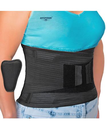 Back Brace for Lower Back Pain Women and Men Lightweight Orthopedic Rigid Belt with Lumbar Pad Support by AVESTON Size 37 – 45 Inch Around Belly at Navel Level 37-45 Inch (Pack of 1)