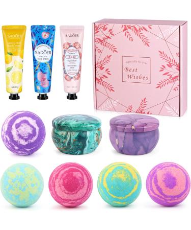 Luxurious Bathing Bomb Gift Set for Women - 5 Bombs 3 Hand Creams & 2 Candles | Perfect for Christmas Mother's Day Valentine's Day & Birthdays | Natural Ingredients - Buy Online on GoSupps.com