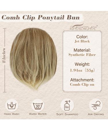 Buy BARSDAR Short Pferance Dut Blond Hair Extension - 20cm Synthetic Chignon with Kamm Clip for Women - Mixed Blonde Urban Style - Buy Online on GoSupps.com