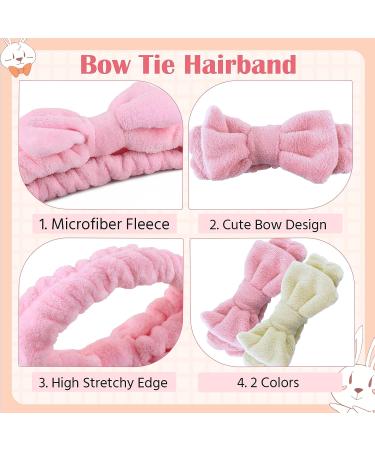 Soft Coral Fleece Spa Headband for Women and Girls - Facial Makeup, Shower, Skin Care - Bow Hairband for Slumber Party Supplies - Buy Online on GoSupps.com