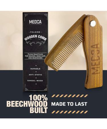 Folding Wooden Comb - 100% Solid Beech Wood - Fine Tooth Pocket Sized Comb for Men - Travel Friendly Hair Brush - Buy Online on GoSupps.com