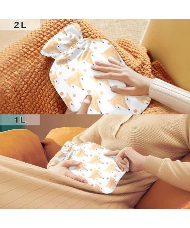 Hot Water Bottles with Fox Cover - Watercolor Design for Pain Relief | 2L Foot & Bed Warmer for Women Girls & Kids - Buy Online on GoSupps.com