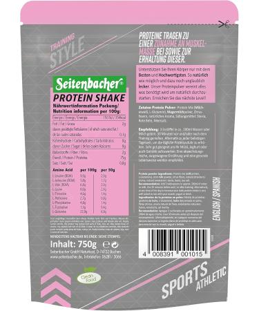 Seitenbacher Casein Protein Shake Powder | Strawberry | 75% Pure Casein Protein | 750g | Soy-Free International Shipping - Buy Online on GoSupps.com