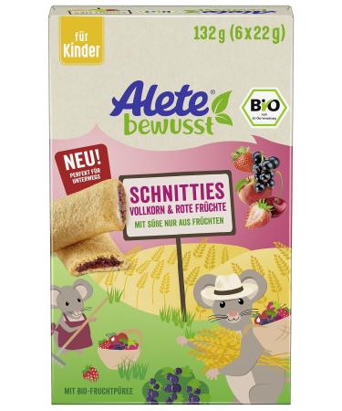 Alete Organic Schnitties Whole Grain And Red Fruits 6 x 22 g - Buy Online on GoSupps.com