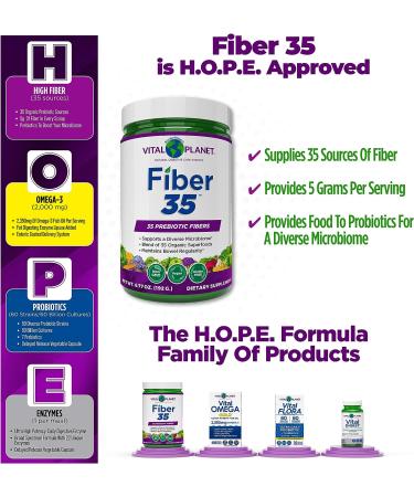 Vital Planet Fiber 35 Powder - Diverse Fiber Supplement with Prebiotic Fibers and Organic Superfoods - 6.77 oz - Buy Online on GoSupps.com