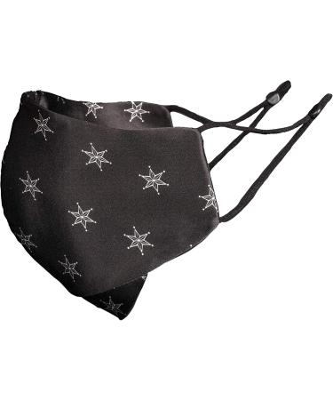 Dilara Premium Silk Face Masks - Adjustable & Washable Mouth Protection with Motif | Star Black - Buy Online on GoSupps.com