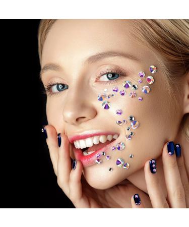 Bememo 3456 Pieces Crystals AB Nail Rhinestones | 6 Sizes Round Beads Flatback Glass Gems for Nail Decoration, Makeup, Clothes, Shoes - Iridescent - Buy Online on GoSupps.com
