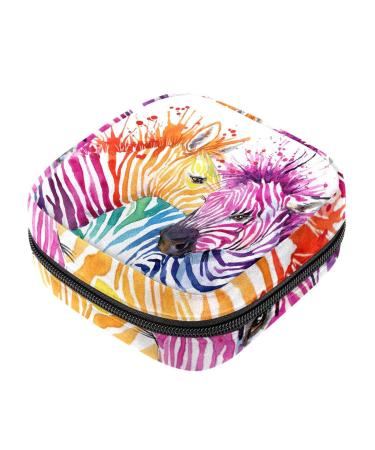 Women's napkin storage bag funny rainbow zebra spraying towels watercolor-mental trim cup portable women's bandages storage bags female menstruation first period bag