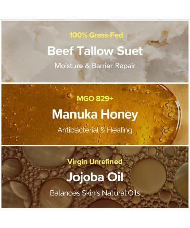 100% Grass-Fed Suet Beef Tallow and Manuka Honey Balm Natural Moisturizer Cream for Face & Body Eczema Relief Cream Moisturizer for Dry Skin Pure Tallow Face Moisturizer for Sensitive Skin - Buy Online on GoSupps.com
