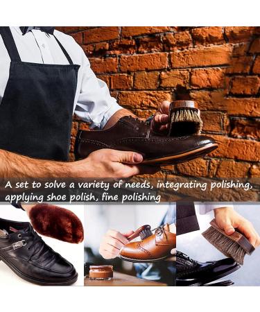 KY-Tech Premium Horsehair Shoe Polish Brush Kit with Plush Polishing Glove - Black - Buy Online on GoSupps.com