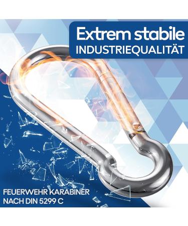 Garsiduro Stainless Steel Carabiner - Professional DIN 5299 Rustproof Hook for Fire Brigade Key Ripper Heavy Load - 5 Pack - Buy Online on GoSupps.com