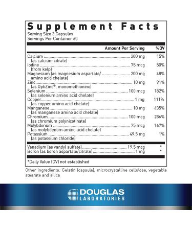 Douglas Laboratories Basic Minerals | Iron-Free Mineral & Trace Element Formula | 180 Capsules - Buy Online on GoSupps.com