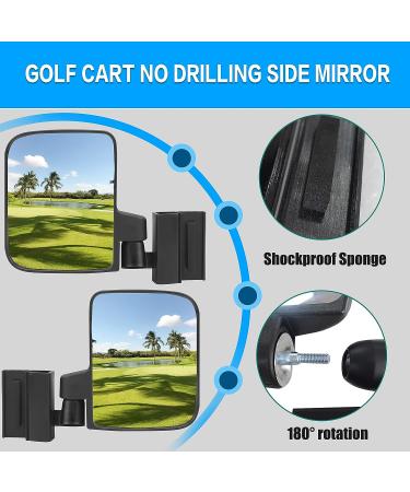 NOKINS Golf Cart Folding Side Rearview Mirror - Fits Club Car EZGO Yamaha - No Drilling, HD Glass, 1'' & 0.75'' Square Tube Compatible - Buy Online on GoSupps.com