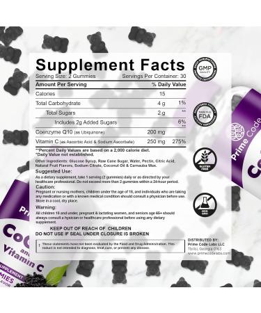 Buy 2-in-1 CoQ10 200mg & Vitamin C 250mg Gummies - Heart Health Immune Support & Energy Boost - Vegan Non-GMO Gluten-Free - Shop Now - Buy Online on GoSupps.com