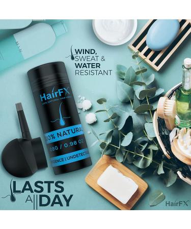 HairFX Hair Perfecting 2-in-1 Kit (BLACK) - Natural Thickening Fibers for Instant Fuller Hair | Conceals Hair Loss in 15 Sec - Men & Women - Buy Online on GoSupps.com