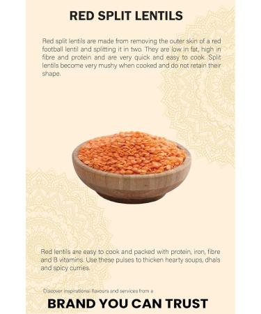 Red Split Lentils (900g) - Massor Dal | High Protein, Non-GMO, Vegan | Easy to Cook | Premium Quality in Reusable Zip Lock Bag - Buy Online on GoSupps.com