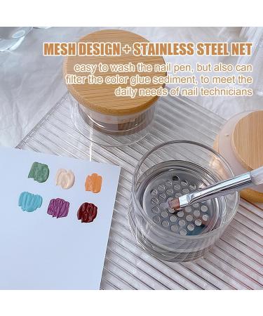 Anulely Nail Brush Cleaning Cup Brush Cleaning Cup Brush Cleaning Cup Nail Glass Cup with Lid Nail Brush Cleaning Tool - Buy Online on GoSupps.com